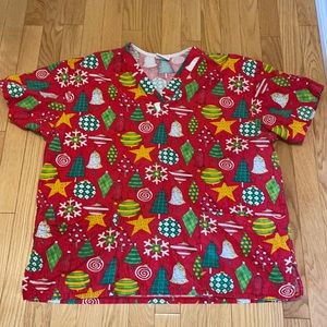 Christmas scrub top ladies size XL
